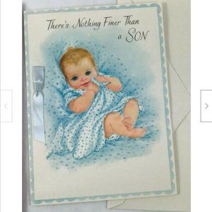 Vtg Frameable New Baby Nothing Finer Than a Son Unused Hallmark Greeting Card